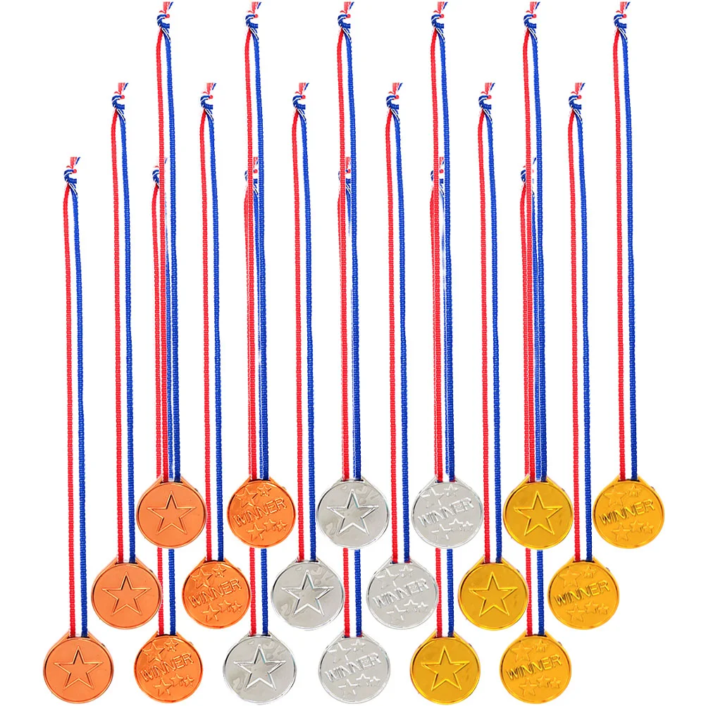 

Children's Medal Party Plastic Medals Toy Game Gold Favors Kids Kit Only Award Lanyard Prop Lanyards