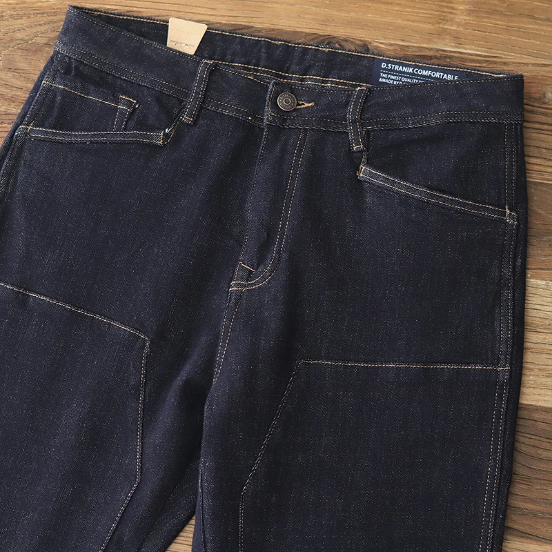 Men's jeans original colour tannin stretch Japanese vintage stitching slim-fitting foot industrial dress casual leggings