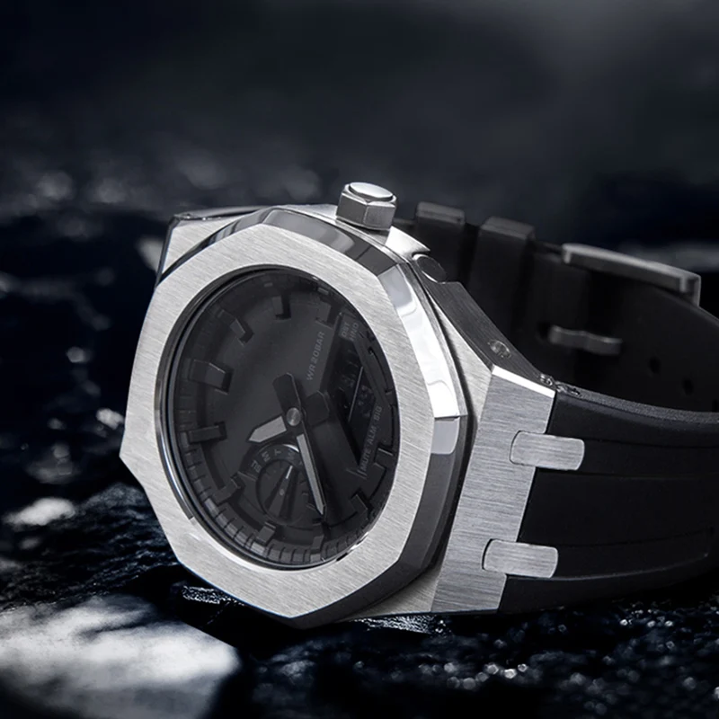 

GA2100 New 4th Generation Refit Fluorine Rubber Watchstrap Metal Case Bezel GA-2100 GA-2110 316 Stainless Steel With Tool Screws