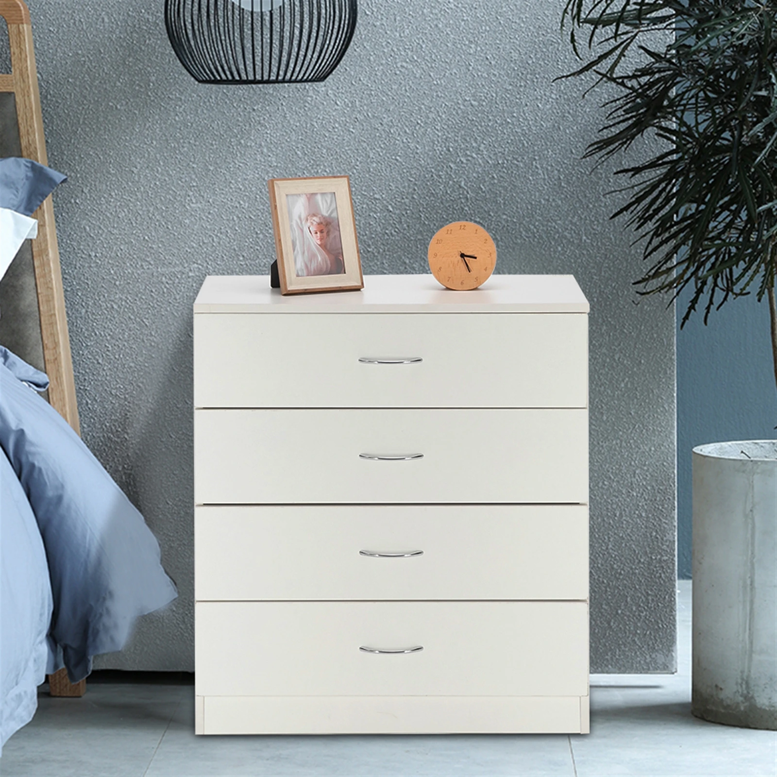 

Simple 4-Drawer Dresser Bedside Table Modern Nightstands Elegant Bedroom Furniture Bedside Nightstands Home Cabinet Storage