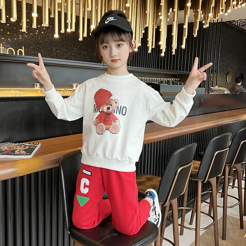 

Girls' Fashion Suit Spring and Autumn Clothes 2022 New Fashion Clothes Children's Knit Sports Set