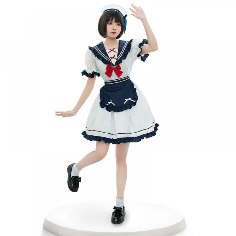 

Academy Harajuku Sweet Girls' Series Little Navy Blue Glorita Dress Girl Cute Bow Mini JK Puffy Short Skirt