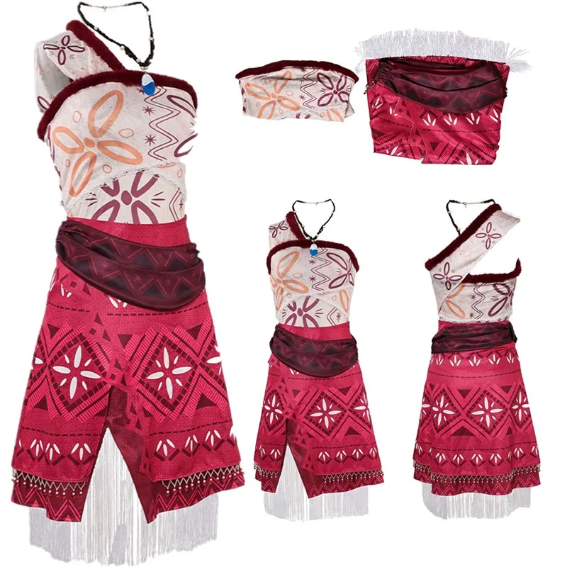 Костюм для косплея Моана маскировка из мультфильма Женское Ожерелье жилет юбка