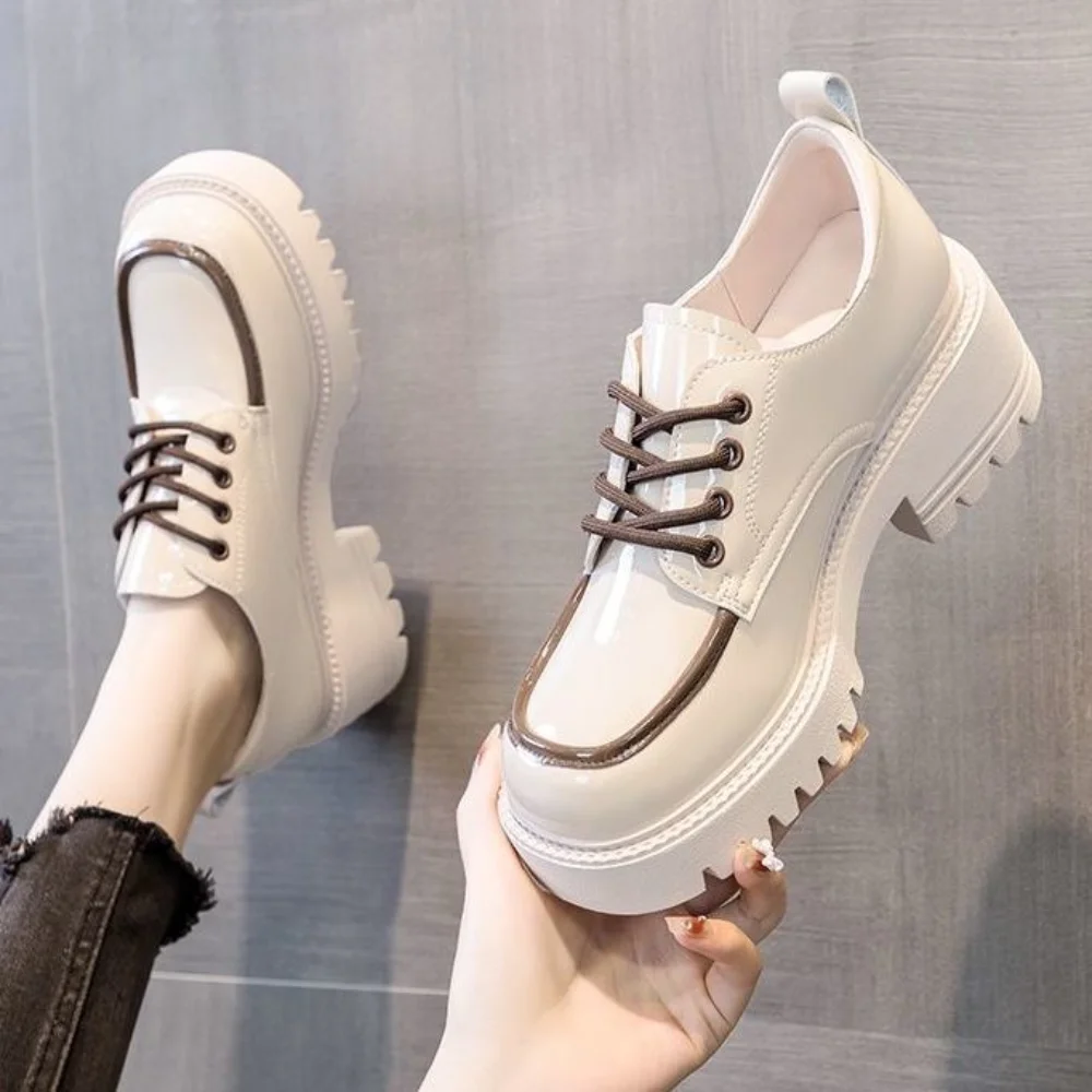 

British style small leather shoes women's shoes 2022 new thick soled heightening thick heel student Mary rare shoes women
