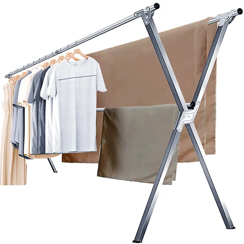 

95in Laundry Drying Rack Foldable, Indoor/Outdoor, Collapsible Laundry & Clothing Dry, Silver