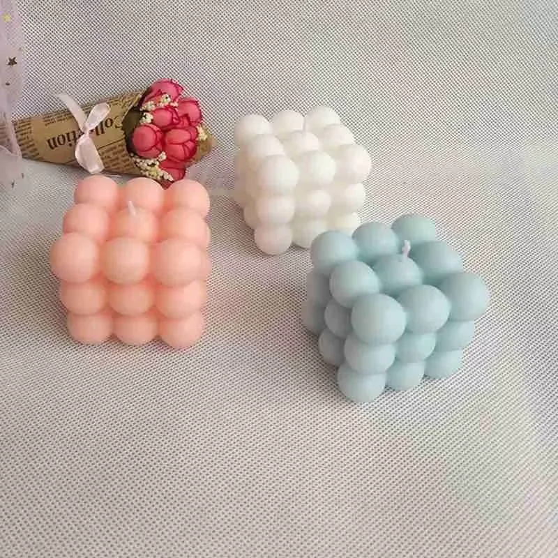 

Decoration Candle Cube Bubble Candles Soy Wax Aromatherapy Cube Candle Scented Relaxing Birthday Gift Home Decoration