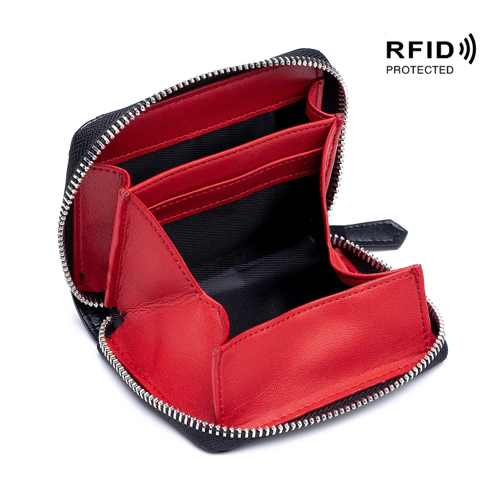 Coin Wallet Leather Trade Rfid Anti-theft Brush Men and Women's Zipper Coin Storage Classification Coin Wallet