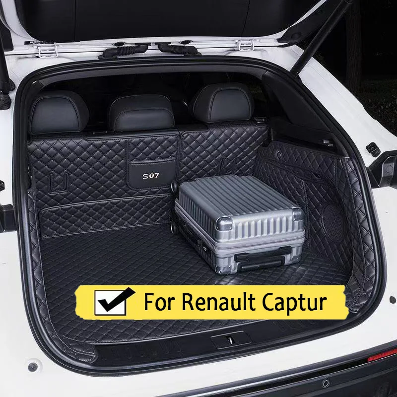 Фото Коврики в багажник автомобиля для Renault Captur 2014-2018, автомобильные аксессуары, коврики из искусственной кожи для салона автомобиля №1