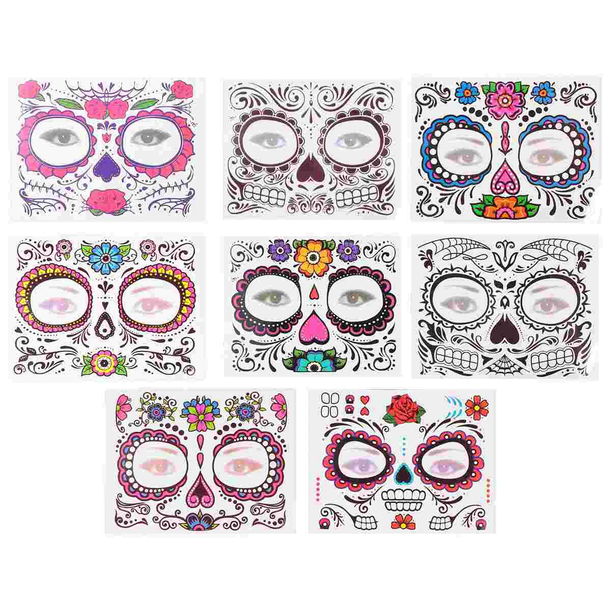 

8 Sheets Makeup Tattoos for Adults Day Of The Dead