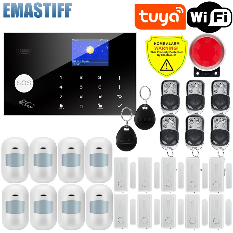 

Tuya WIFI Home Alarm System Wireless Wire Detector Security Burglar Smart Home APP Control with Wirelss PIR Motion Sensor
