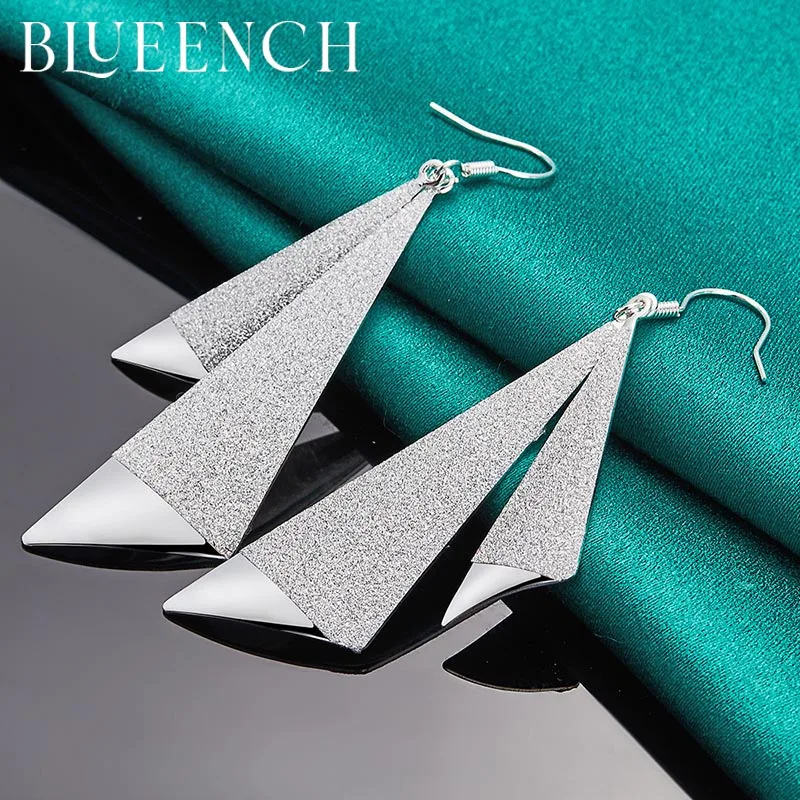 

Blueench 925 Sterling Silver Triangle Frosted Earrings for Ladies Wedding Party Personality European and American Jewelry