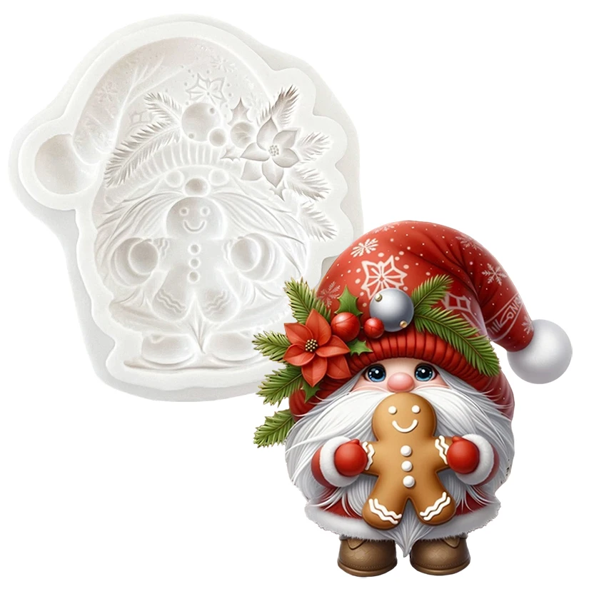 

Пряничный человечек Санта-Клаус Рождественская силиконовая форма для сахарного ремесла Форма для выпечки кексов Помадка Инструменты для украшения торта