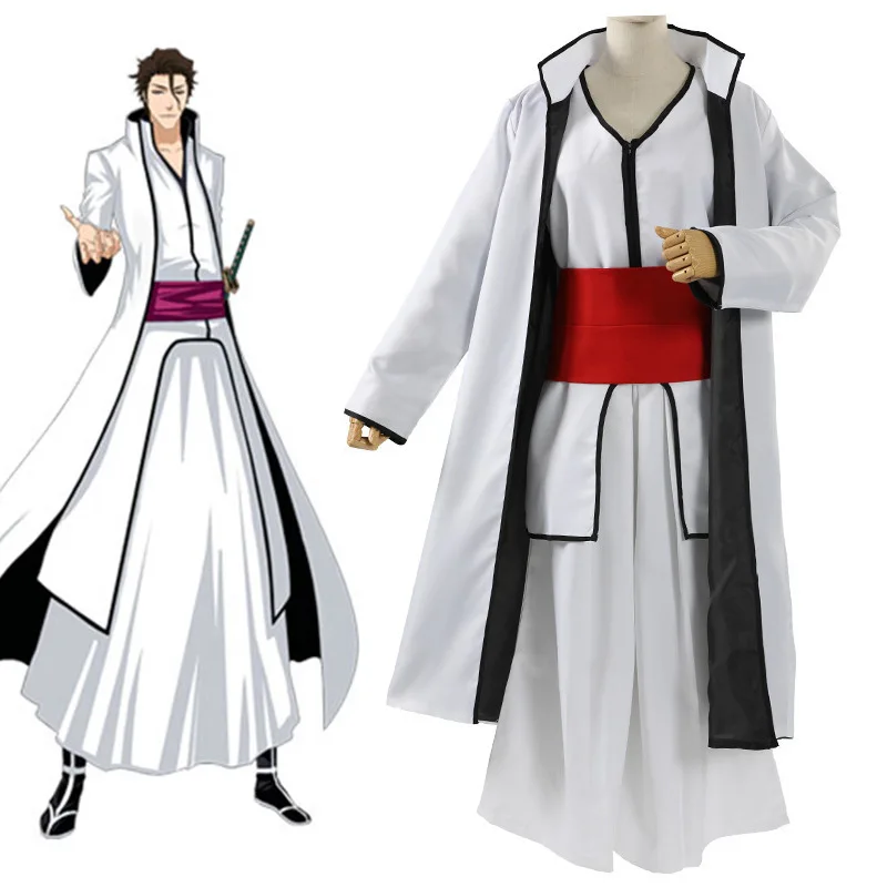 

Костюм для косплея аниме отбеливатель Aizen юсукэ, костюм-униформа, белое кимоно, полноразмерный наряд, косички, Маскарадные костюмы