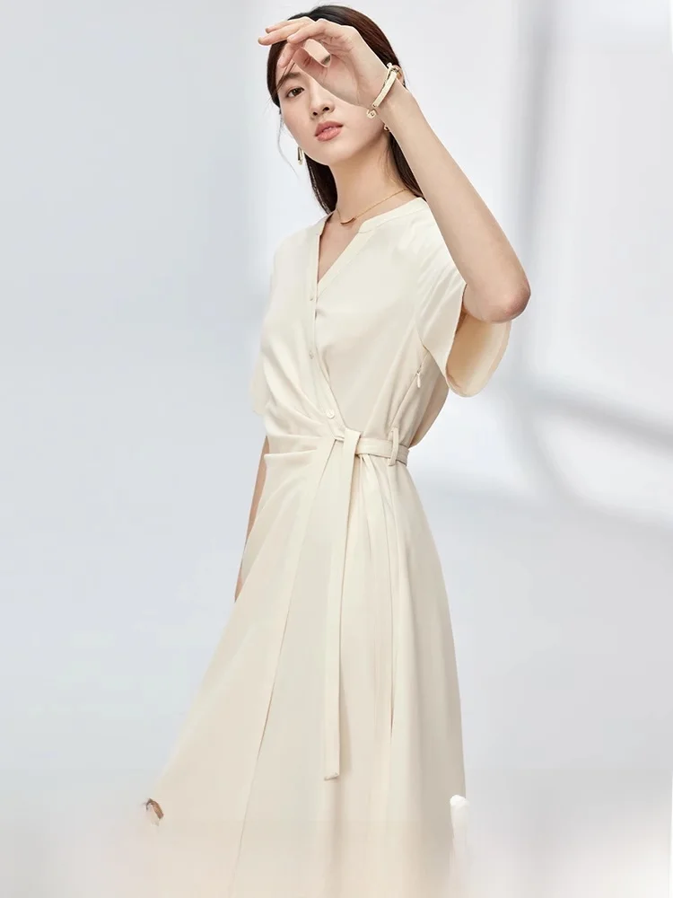 Элегантное женское платье с v-образным вырезом и короткими рукавами новинка лета