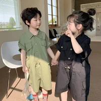 childrens summer jumpsuit toddler boy girl overall short korean fashion children clothing 2022 kids pants baby romper playsuit