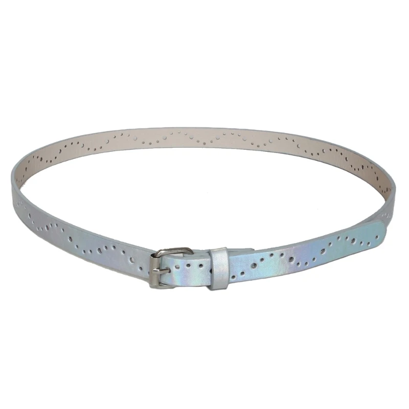 Womens Faux Leather Belt 0.71" Thin Soft Waist Belt with Hollowed Pattern HXBA