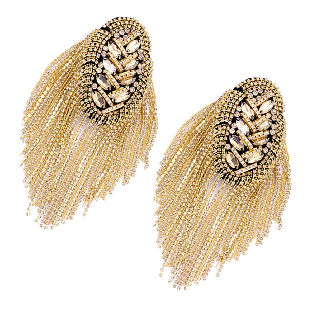

Shoulder Tassel Epaulet Epaulettes Fringe Epaulets Accessories Board Badge Rhinestone Chain Boards Men Womenuniform Rockmark