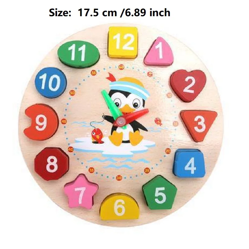 Cartoon Animal Shape Tangram Cognitive Digital Clock Wooden Puzzle Kids Early Educational Threading Assembly Toys |