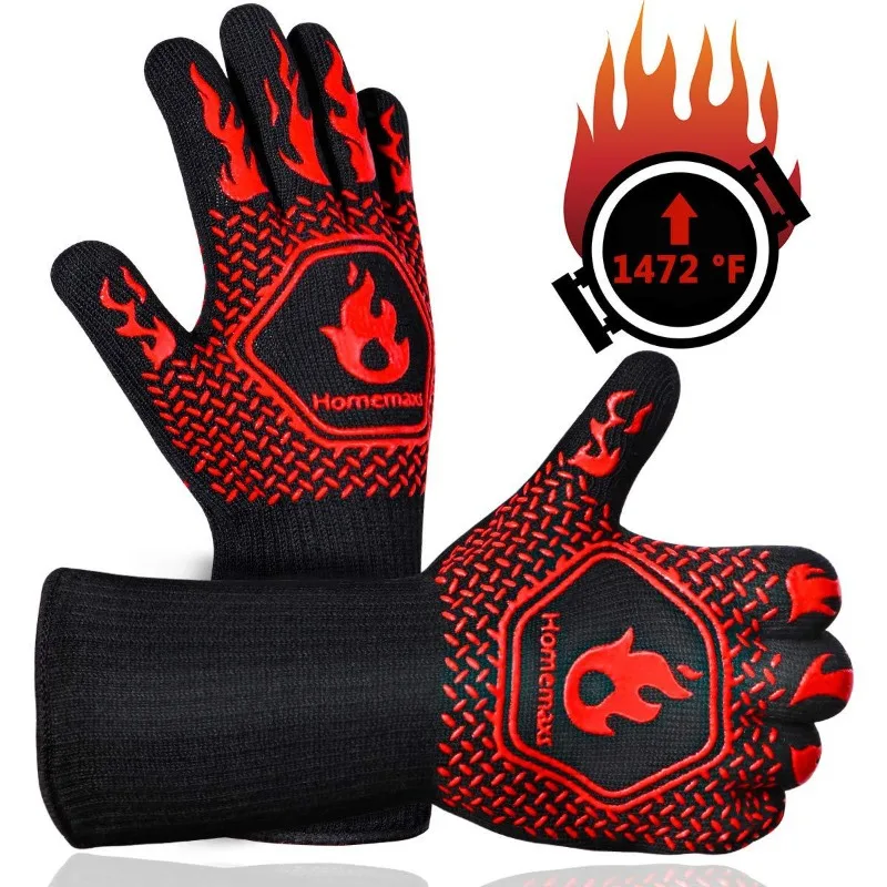 

Heat Insulation Microwave Gloves BBQ Oven Gloves High Temperature Resistance Barbecue Mitts 800 Degrees Fireproof Non-slip Glove