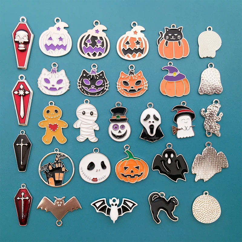 

10 шт./лот эмаль из цинкового сплава, белое K покрытие, Хэллоуин, украшения, подвески, подвески для «сделай сам», ожерелье, браслет, фурнитура для изготовления ювелирных изделий