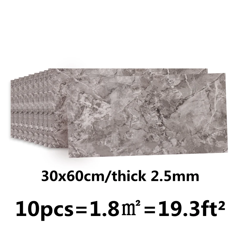 

Marble10PCStile Wall Sticker PVCSelf-adhesive Waterproof Wallpaper Living Room Bedroom Bathroom Floor Background Wall Decoration