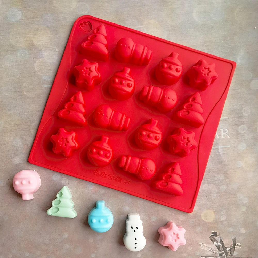 

16 Lianshu Snowman Chocolate Silicone Mold DIY Candy Ice Grid Pudding Dessert Mold Cake Decoration Kitchen Baking Utensils