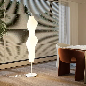 Nordic White PE LED Floor Lamp Lving Room Bedroom Shop Office Lighting Fixtures Indoor Standing Lights Art Deco