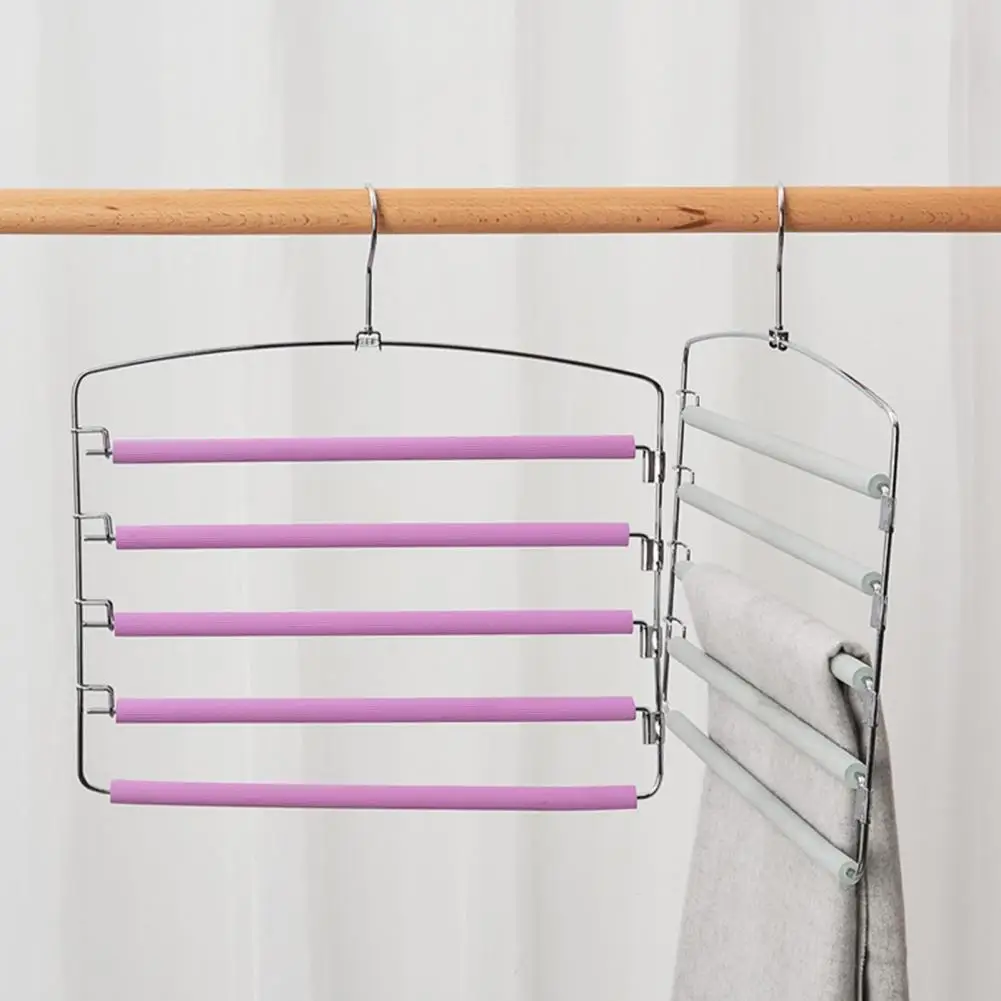 

Great Clothes Hanger Non-Slip Non Fading 5 Layers Clothes Belt Trouser Storage Holder Wear-resistant Pants Rack Home Supplies