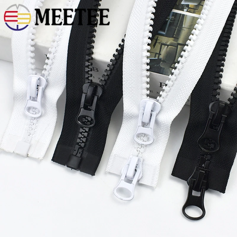 1Pc 60-300cm 5# 8# Resin Zipper Double Slider Zip Black White Single Puller Open-End Zippers Clothes Sewing Zips RepairAccessory images - 6