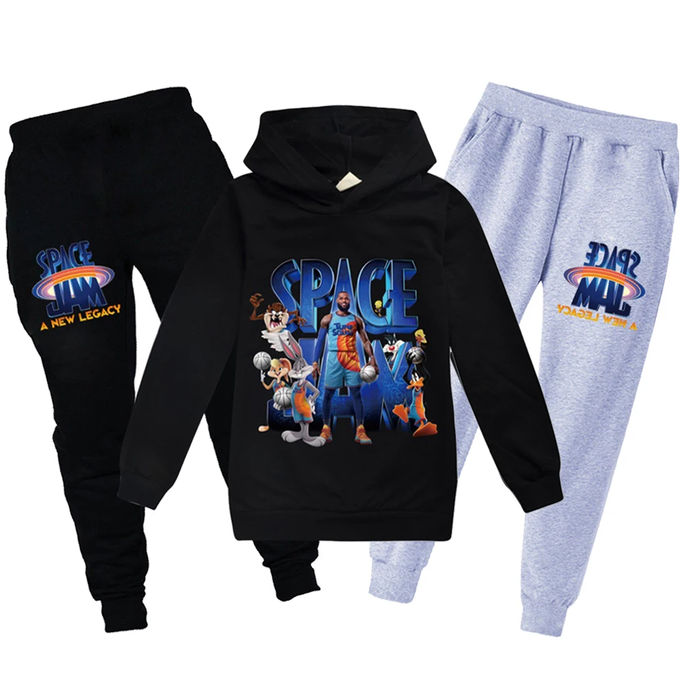 

2022 SPACE JAM 2 Cotton child Tracksuit Autumn cosplay costume Sets Children Boys Girls Clothes Kids Hooded T-shirt+Pants Suits