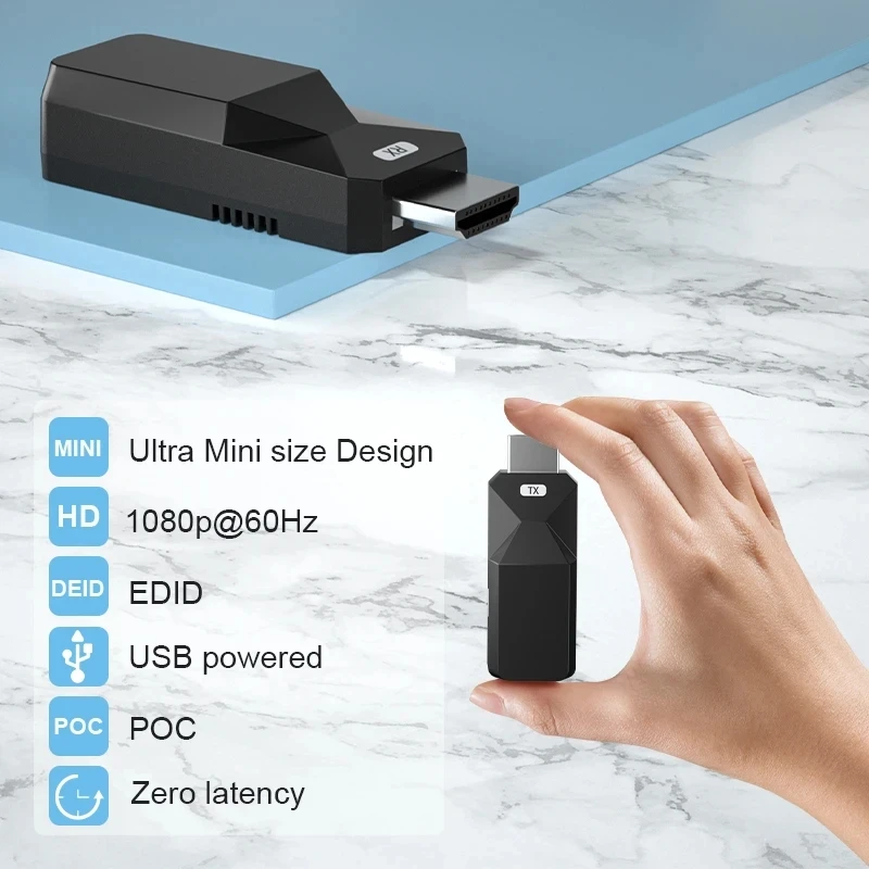 Фото 50M HD Over IP Network Extender 1080P HD-передатчик от RJ45 CAT5e CAT6 LAN Extensor, как HD-сплиттер Поддержка POE для ПК №5