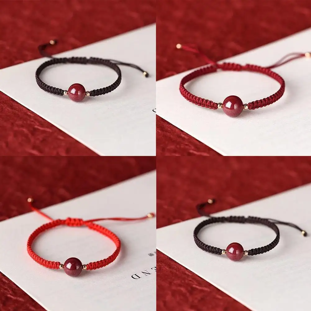 

Chinese Style Safe Cinnabar Red String Bracelet Braided Hand String Ward Off Evil Spirits Simple Jewelry For Men And Women Q7g7