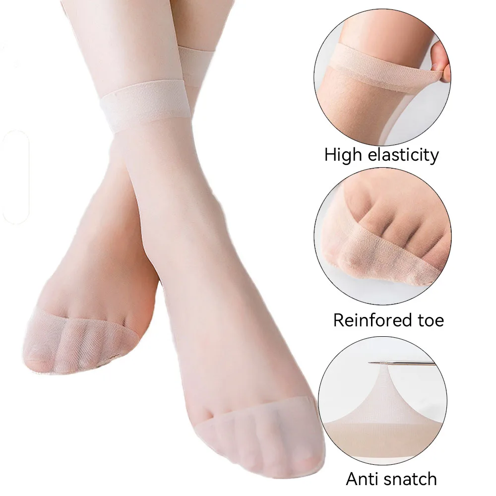 50/100PCS Balck Ultrathin Silk Socks Summer Transparent Thin Lady Elastic Nylon Sock For Women Sexy Short Ankle Socks Wholesale