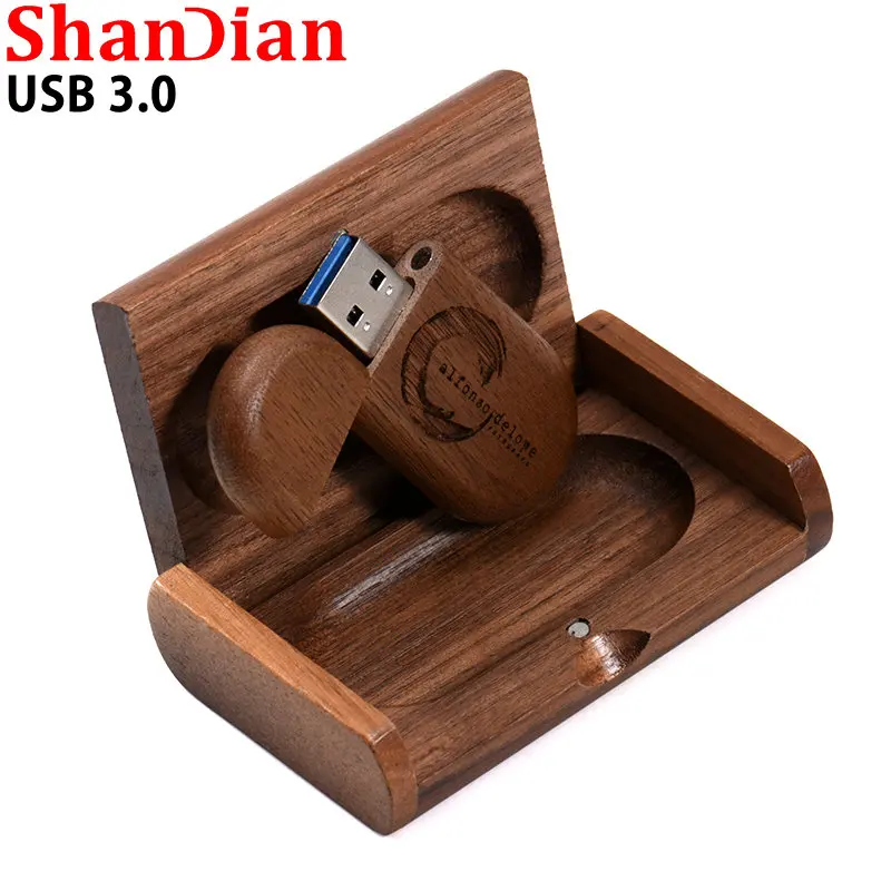 

SHANDIAN USB 3.0 Free Logo Customized Wooden Pen Drive 128GB + Box Personal Flash Drive 64GB Pendrive 32GB Memory Stick 16GB