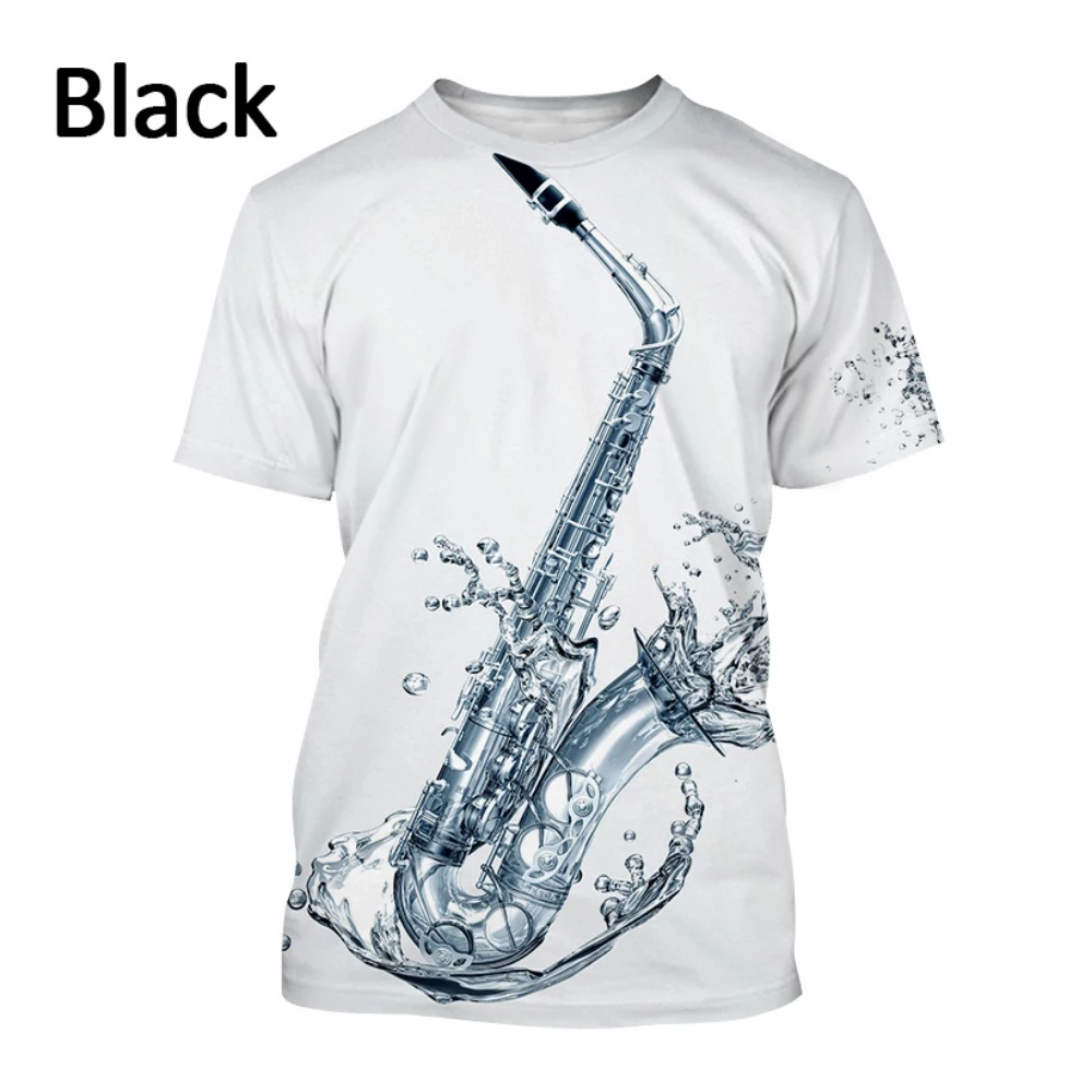 

Summer Jazz Musical Instrument Saxophone T-shirt 3D Printed Men Women Fashion Oversized Tops Tees Short Sleeve Clothing Boys
