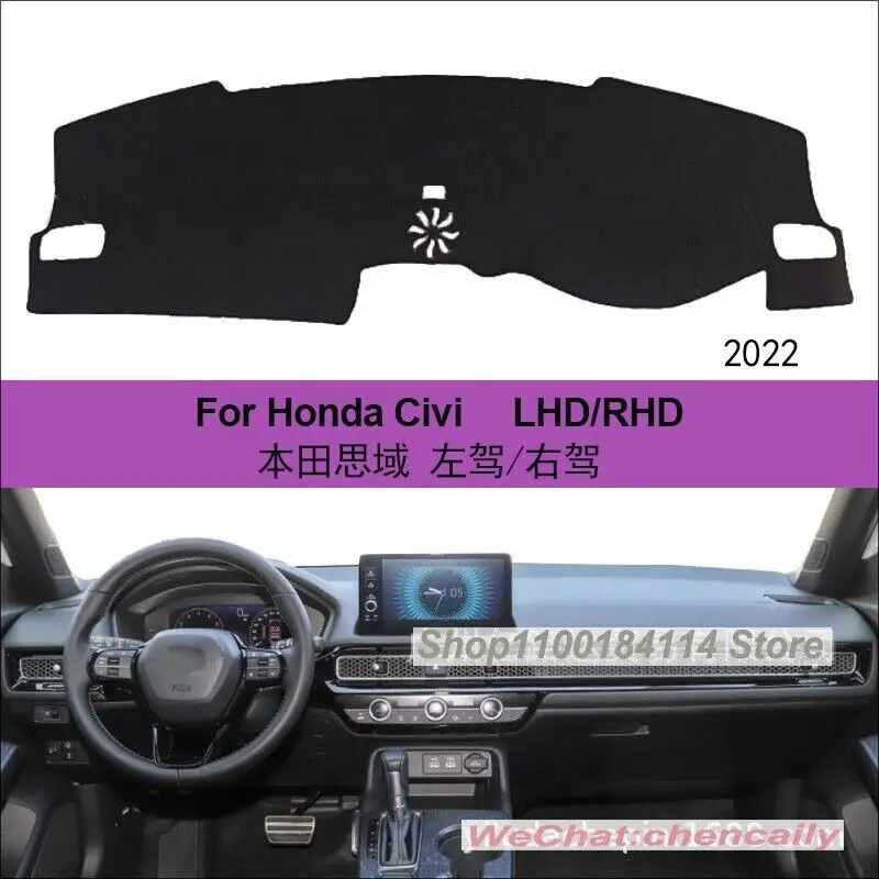 

Black Suede Car Dashboard Cover Dash Board Mat Carpet Pad For Honda Civic 2022