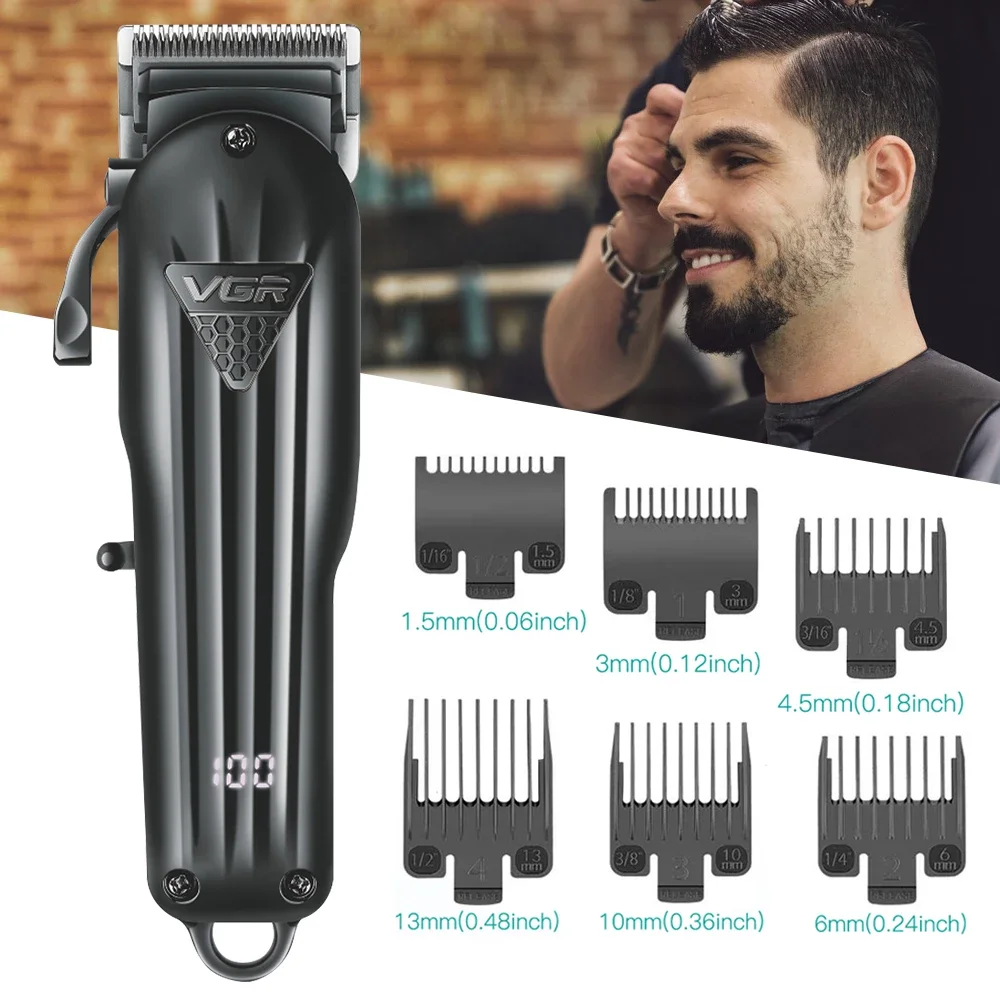 VGR Rechargeable Professional Hair Clipper Hair Trimmer For Men Shaver Hair Cutting Machine Barber Accessories Cut Machin Beard