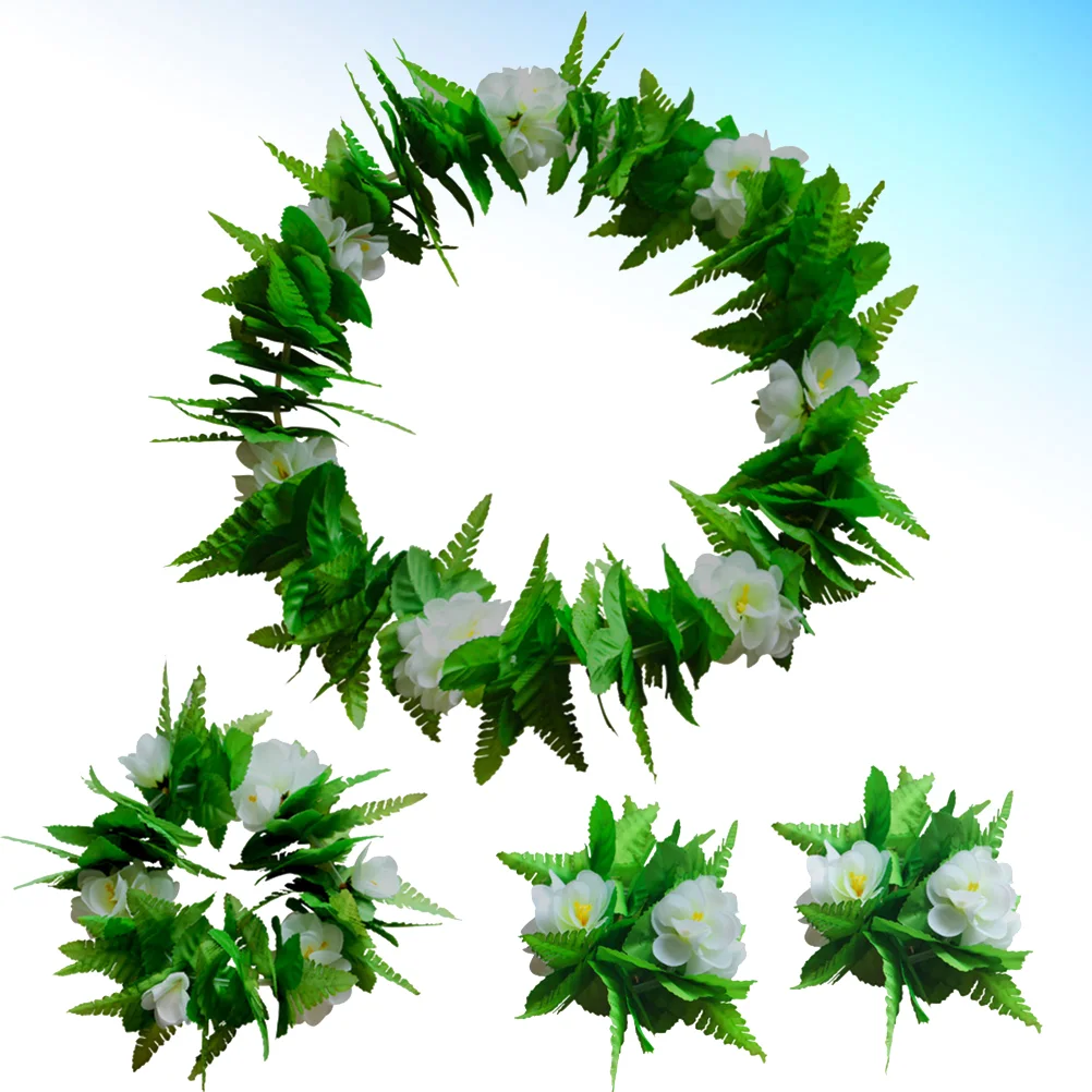 

4 Pcs Hawaiian Garland Necklaces Kids Decorative Items Banquet Summer Bracelets Beach wedding