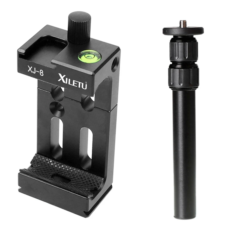 

XILETU XJ-8 Tripod Head Bracket Mobile Phone Holder Clip With XM-263A Aluminum Extension Rod Stick Pole 1/4 Inch 3/8
