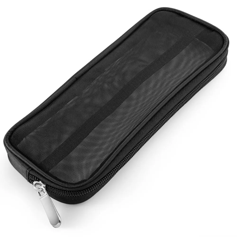 

2pcs Nylon Makeup Brush Bag Portable Transparent Black Toiletry Organizer Mesh Dopp Kit Pouch Wash Storage Accessories