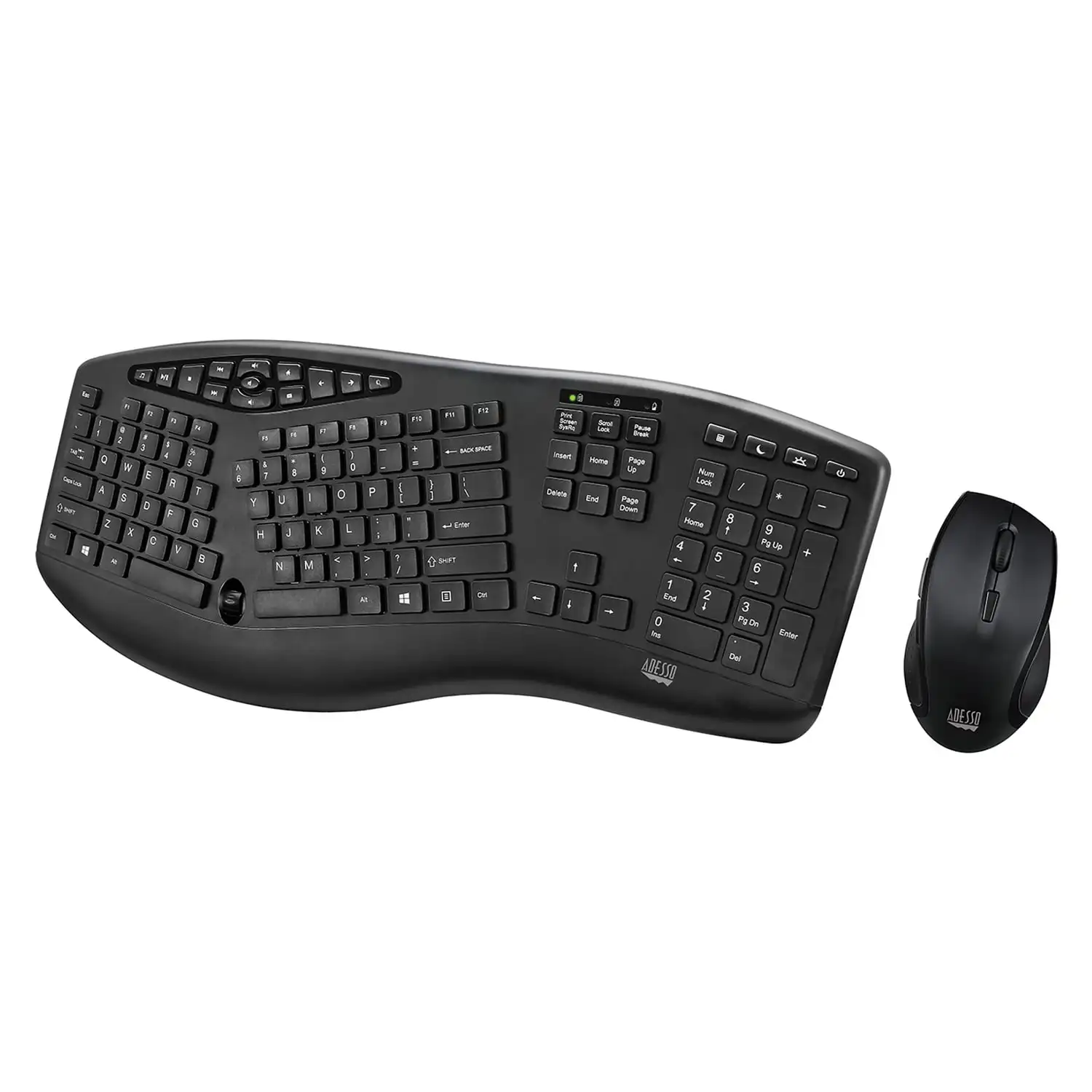 

WKB-1600CB Slim Multimedia 2.4 GHz Wireless Ergonomic Desktop Keyboard, with Low Profile Chiclet - Black