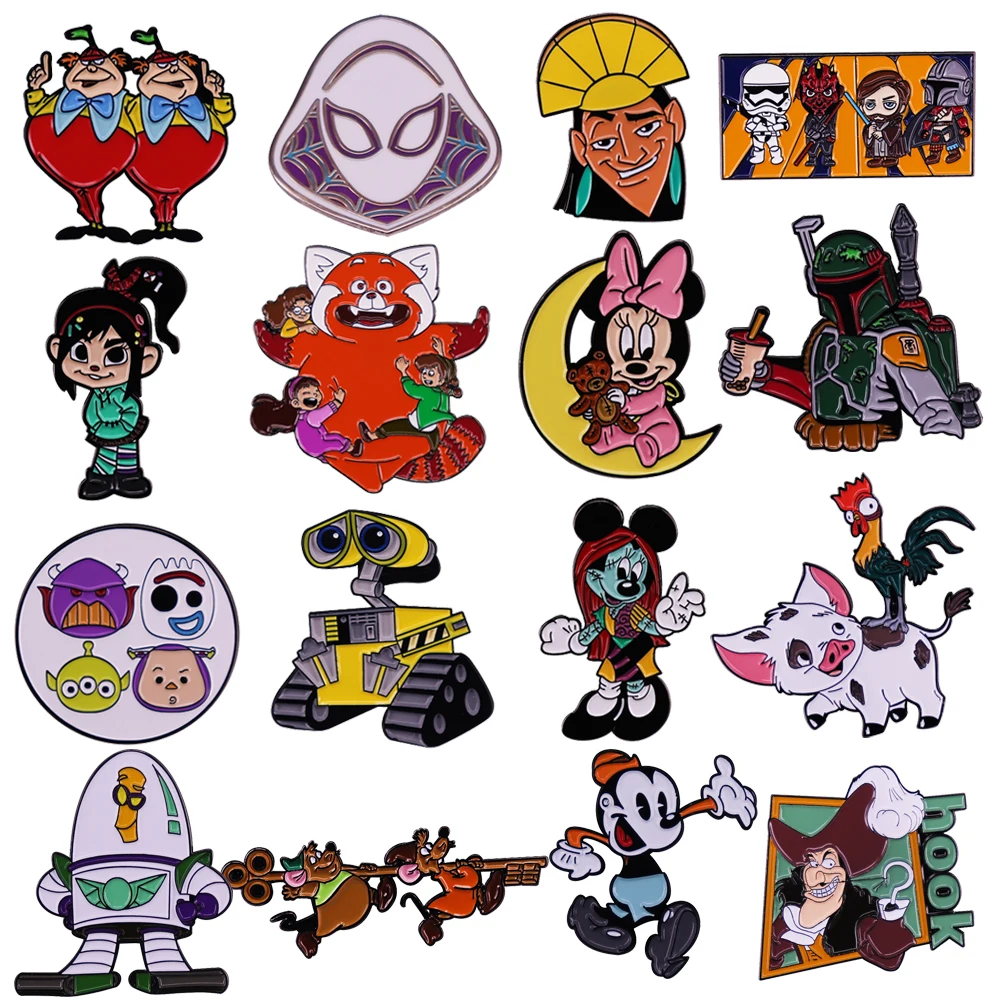 

Mickey Minnie Cute Badges Lapel Pins for Backpacks Metal Enamel Pin Pines Brooches Cartoon Jewelry Accessories Christmas Gifts