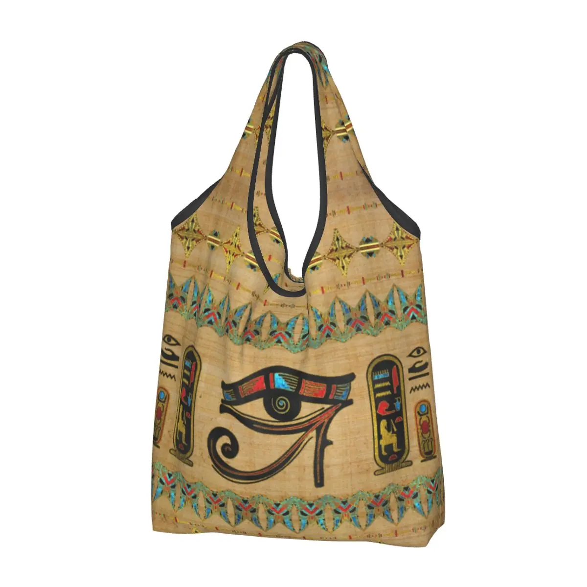 

Large Reusable Egyptian Eye Of Horus Ornament Grocery Bags Recycle Foldable Ancient Egypt Shopping Eco Bag Washable Lightweight