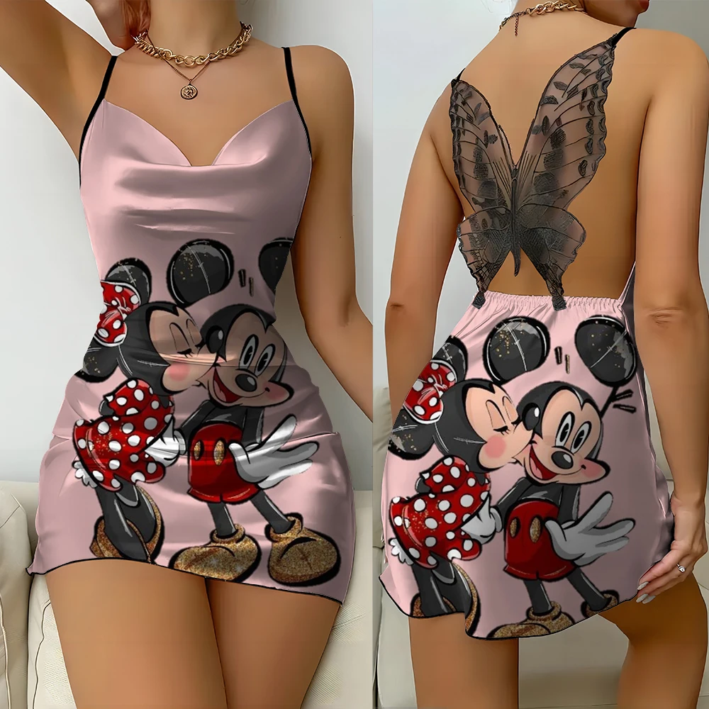 Модное кружевное платье на бретелях с Микки Маусом в новом стиле модная