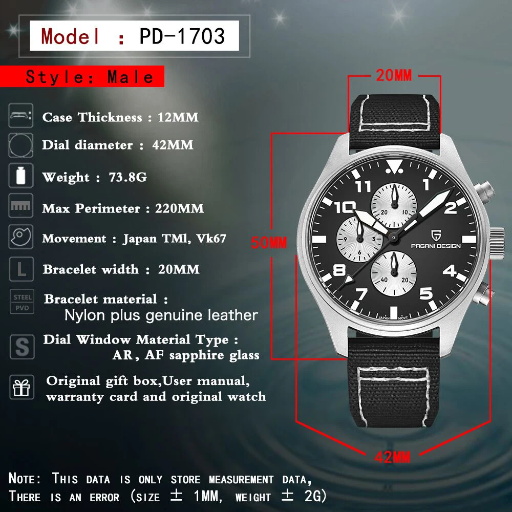 PAGANI DESIGN nowy 42mm Pilot zegarki japoński VK67 mężczyźni kwarcowy zegarek 10bar wodoodporne szafirowe szkło zegarek dla mężczyzn 2 PAGANI DESIGN nowy 42mm Pilot zegarki japoński VK67 mężczyźni kwarcowy zegarek 10bar wodoodporne szafirowe szkło zegarek dla mężczyzn 2