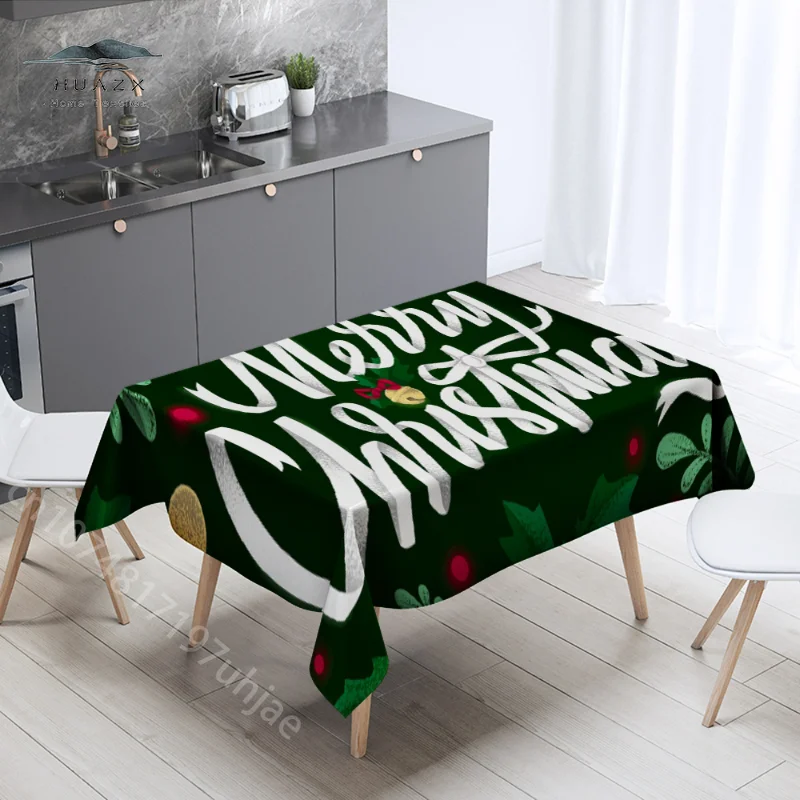 

Christmas Decoration Table Cloth for 2023 New Year Eve Green Snow Printed Tablecloth Wedding Birthday Party Tablecloths Decor