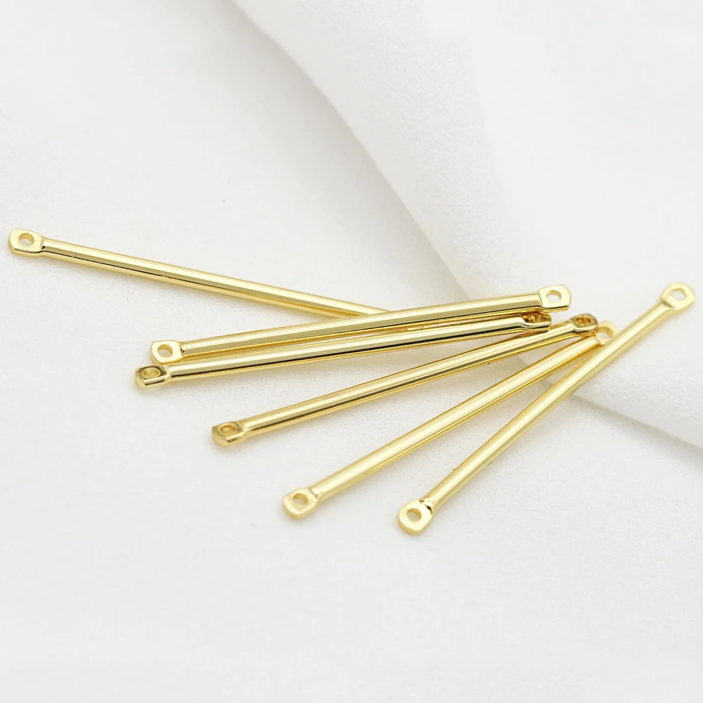 

20Pcs Brass Gold Plated Round Long Bar Earring Connector Spacer Bar Stick Strip Link For Diy Necklace Jewelry Making Findings