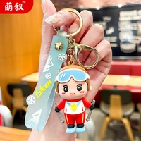 ski girl new key chain cartoon athlete pvc soft rubber car schoolbag pendant gift kawaii car accessories keychain cute