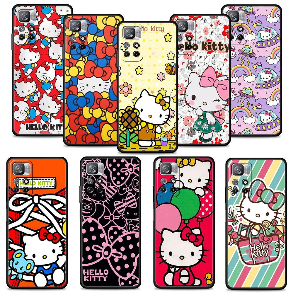 

Love Cartoon Pink Hello kitty Phone Case For Redmi Note 11 11S 11T 11S 10 9 8 8T 9T 9S Pro 9C 9A 10C K40 K40S K50 Soft Cover