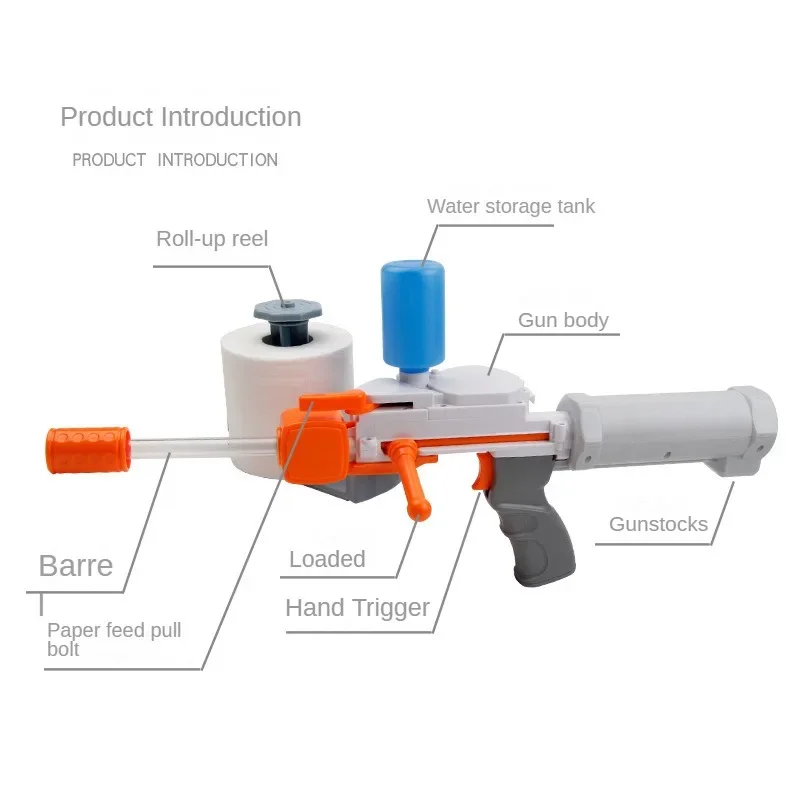 Новинка детский бумажный пулемет игрушки для мальчиков стрельба под поставкой